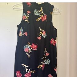John Roberts Floral Sleeveless Dress - Black with Pink and Blue Accents John Roberts Size: 4P