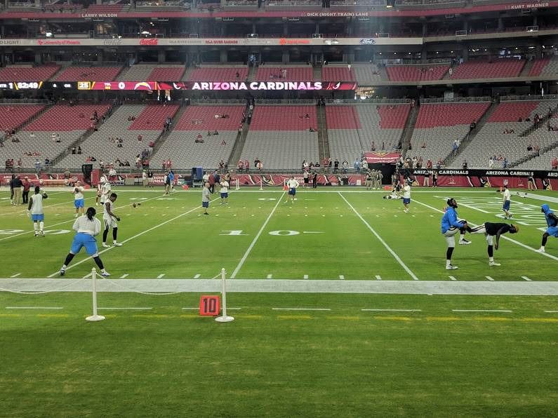2-4 Arizona Cardinals 8-10 yard line Tickets Section 126 Rows 3,4,6