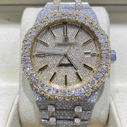 Iced Out AP Two Tone Gold Moissanite