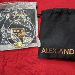 Alex and Ani Class of 2018 Bangle Bracelet Shiny Silver Finish NIB with Pouch