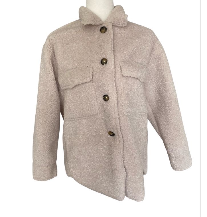 Zara Girls Natural White Overshirt Sherpa Soft Jacket Size 13-14