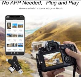 4-in-1 USB 3.0 SD/Micro SD Card Reader for iPhone, iPad, Android, Mac, Computer, Camera, Trail Camera Viewer, Portable Memory Card Reader Adapter
