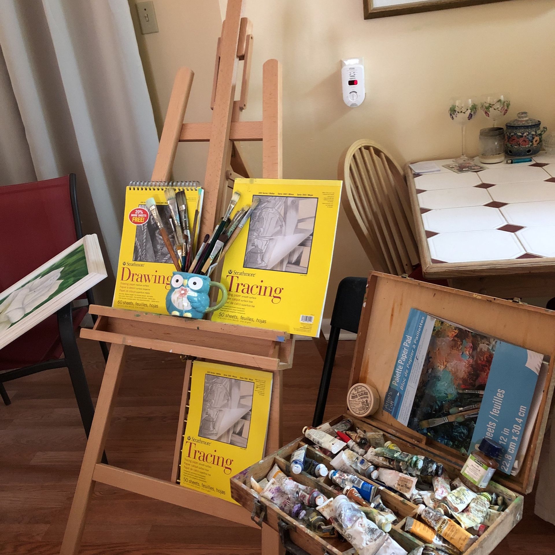 Art Supplies And Easel