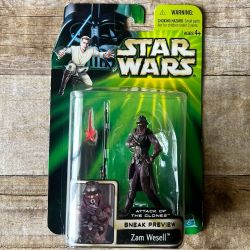 Star Wars Attack of the Clones Sneak Preview Zam WesellAction Figure Hasbro 2001