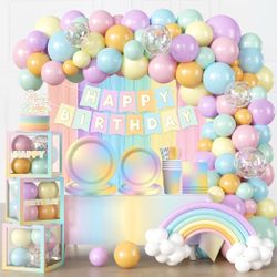 260 pcs Complete Pastel Birthday Decorations - NEW (1664/3)