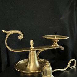 Vintage Brass Candle Holder With Matching Brass Snuffer