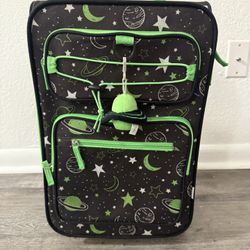 🚀Crckt Kids Softside Carry-on Suitcase Luggage Outerspace Galaxy Black & Green