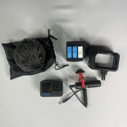 GoPro HERO 12 Black Action Camera + Media Mod + Shotgun Mic + 2 Batteries + Charger – Good
