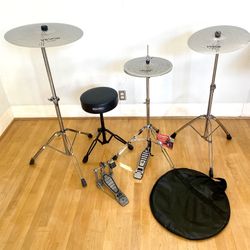 Complete Drum Hardware Set Up New Quiet Cymbals 20 16 14” Pdp Throne Pearl Base Pedal Cymbal & Hihat Stands $150 Cash In Ontario 91762