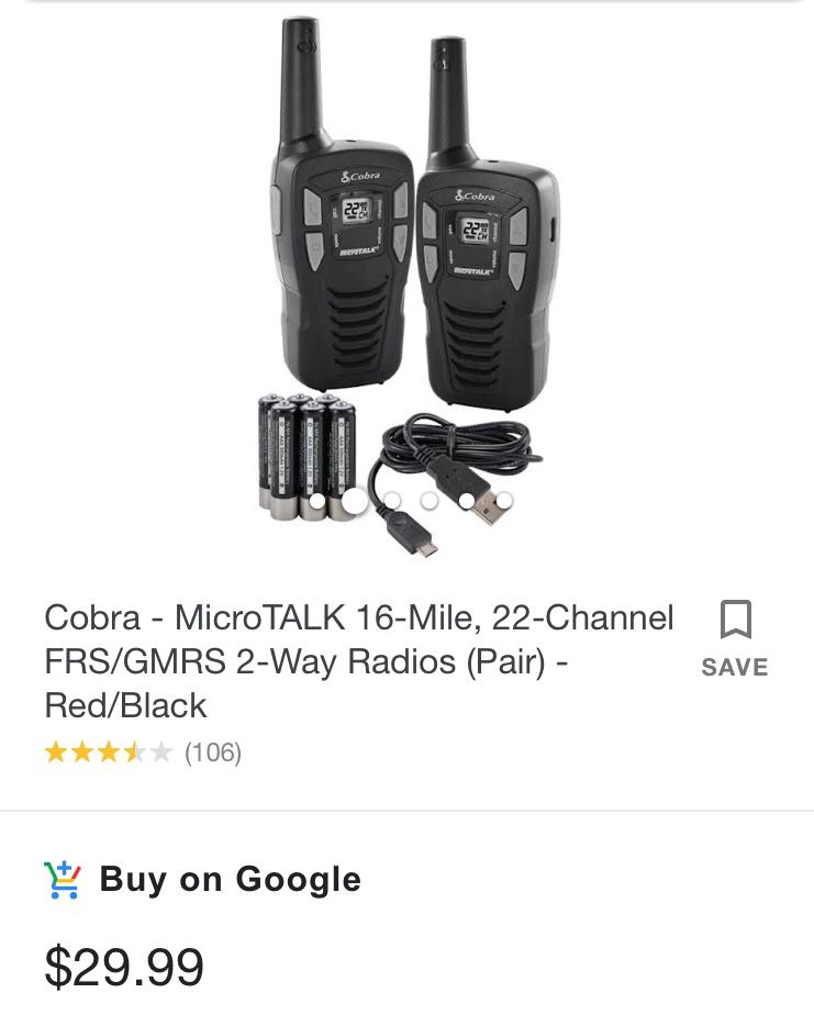 Cobra MicroTalk Walkie Talkies 16mi range