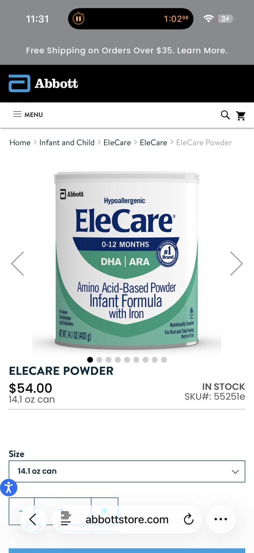 EleCare 2 Unopened Cans