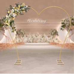 8.7 * 7.7ft Heart-Shaped Arch Stand, Garden Arch with Base, Metal Arch Backdrop Stand for Wedding Gr