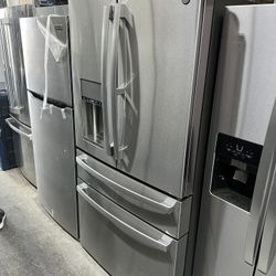 GE 4 DOOR REFRIGERATOR + GE PROFILE STOVE