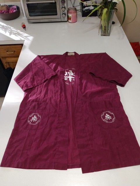 Vintage Health Shanghai Embroidered Chinese Symbol Kimono/Robe No Belt Sz. M