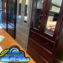 Tall Pinewood Grey Closet Wardrobe Dresser New 