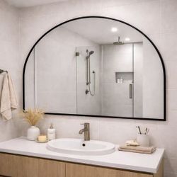 New In Box 47”x 35.5” Tall Wall Decor Mirror Black Metal Frame With MDF Backboard Indoor Furniture Decoration 