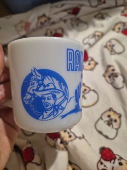 Vintage Cowboy Ranch Milk Glass Mug