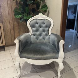 French Louis XV Style Grey Armchair