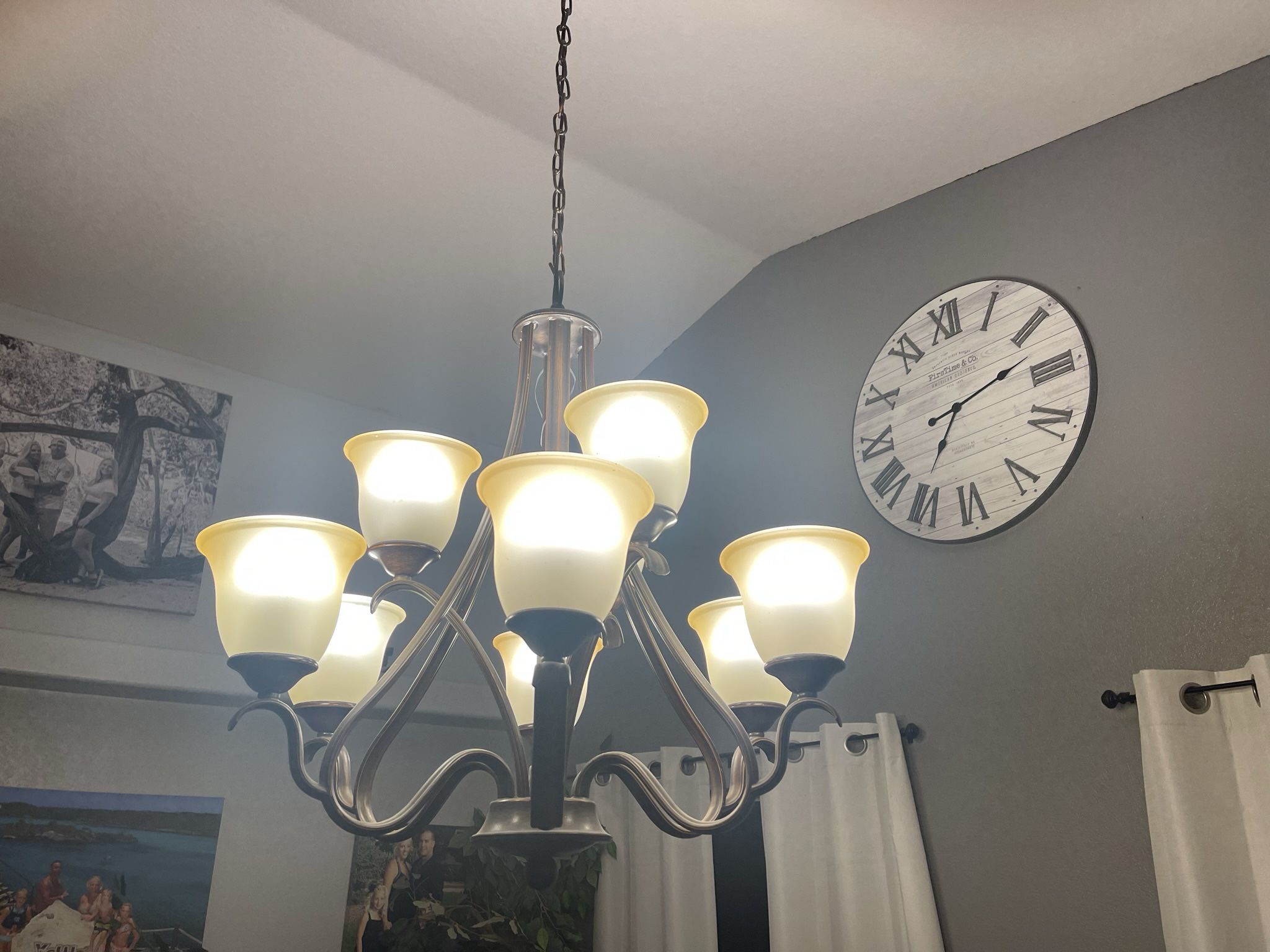 Farm Style 9 Bull Chandelier With Led Light Bulbs 
