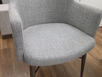 Gray Upholstered Accent Chair with Wood Legs