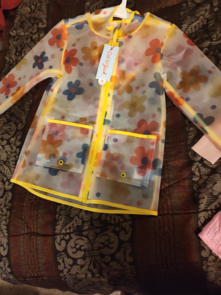 Beautiful Girl's Raincoat Size 5T Brand New