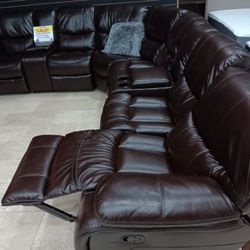 Madrid Brown Leather Reclining Sectional Sofa---$1499---Unreal Pricing!!!---Delivery Available 