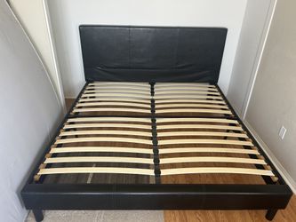 Black Faux Leather King Bed Frame