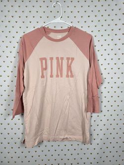 Victorias Secret PINK Raglan Logo Tee Shirt Peach XS