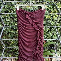 Ruched Ruffle Tube Mini Dress