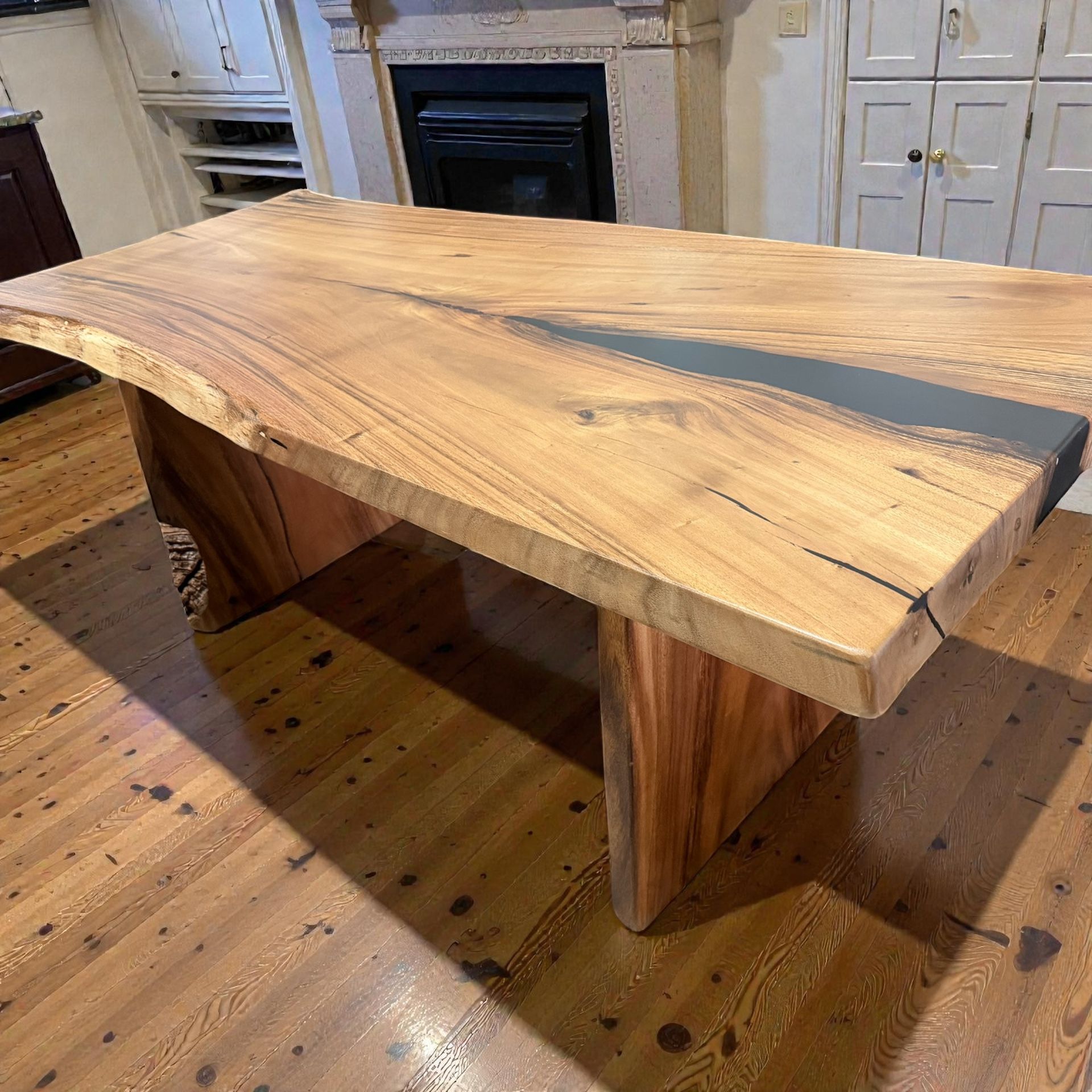 Live Edge Monkey Wood Slab Dining Table