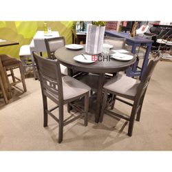 5 Piece Counter Height Round Dining Table Set - Limited Time Offer 