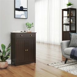 Free-Standing Bathroom Cabinet Storage Cabinet with Drawer and Doors,Espresso