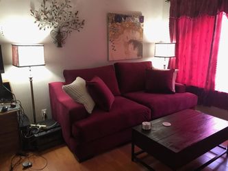 Red Velvet Sofa Couch