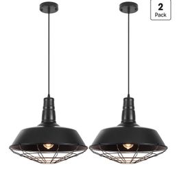 Black farmhouse pendant light fixtures (2)