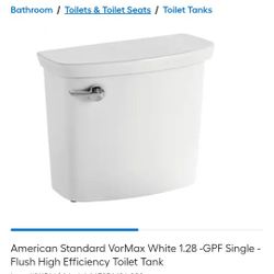 American Standard VorMax White 1.28 -GPF Single -Flush High Efficiency Toilet Tank $75