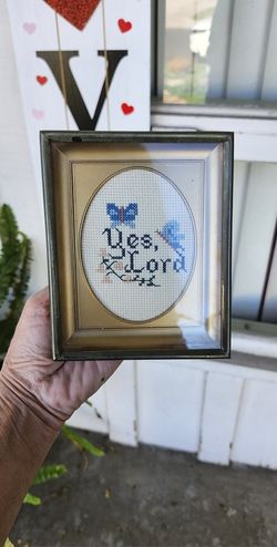 Vintage Hand Stitched "Yes Lord"