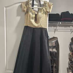 Beautiful Dress, I Wore It Only For One Hour For Photo Shoot Black And Gold. It Comes With A Little Bow 