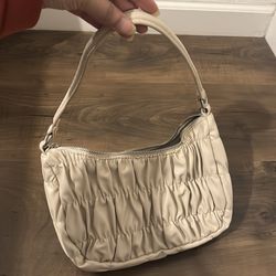 White leather handbag