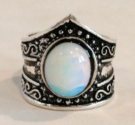 STERLING SILVER MOONSTONE RING ANTIQUED FINISH SIZE 8