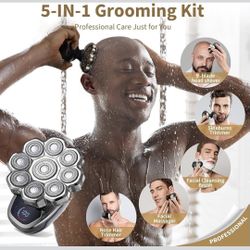 New 9D Head Shavers for Bald Men, 5-in-1 Electric Razor Bawldy 9.0 Floating Pro Ultra Groomie Shaver IPX6