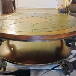 Round Coffee Table & 2 End Tables