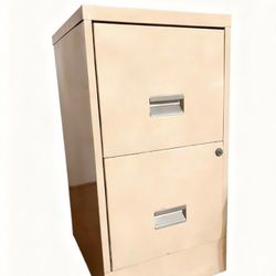 2-Drawer Metal Filing Cabinet — Tan, Clean & Sturdy 🗄️
