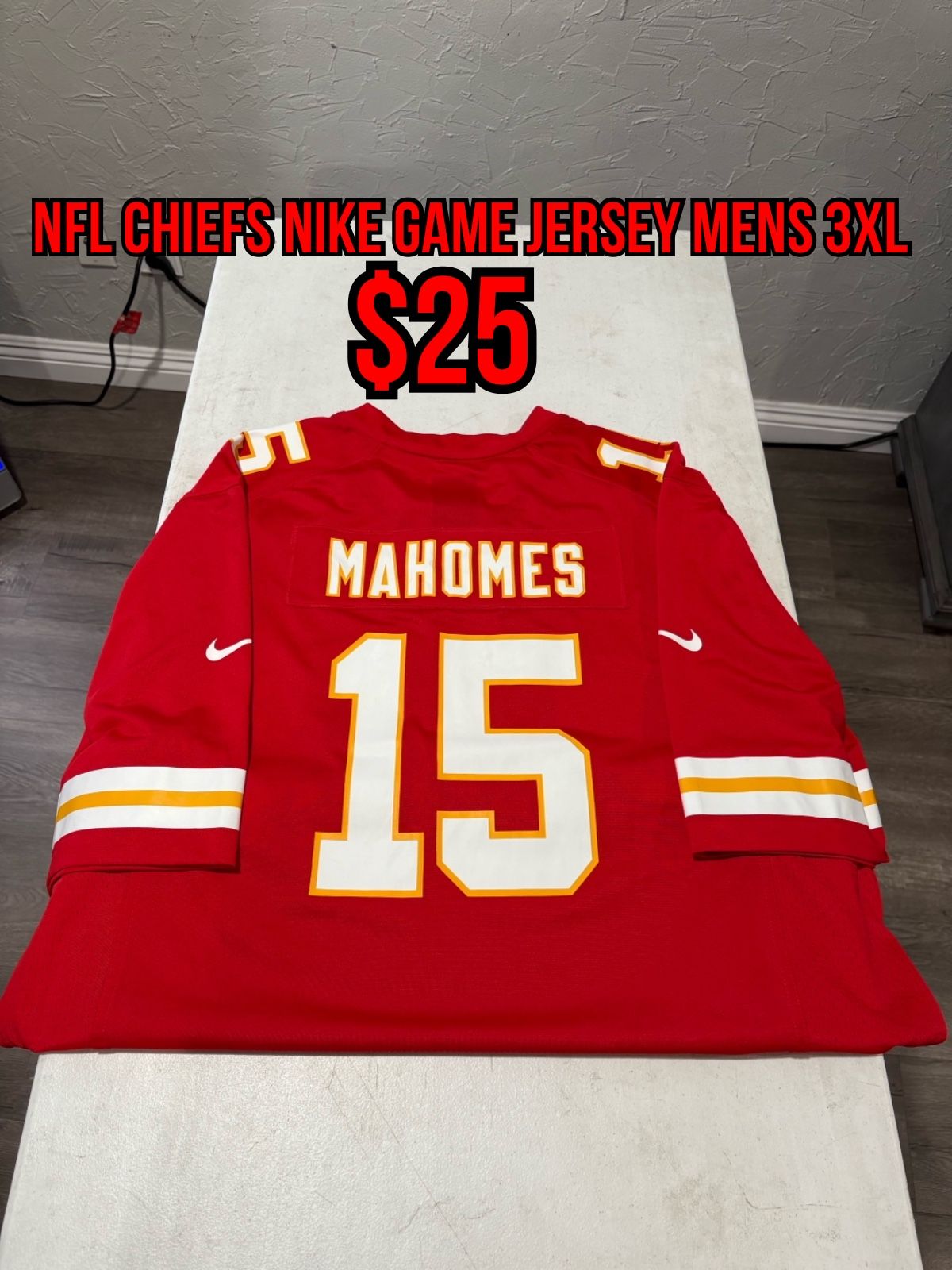 NFL Nike Game Day Kansas City Chiefs #15 Patrick Mahomes Red Men’s Jersey Size 3XL