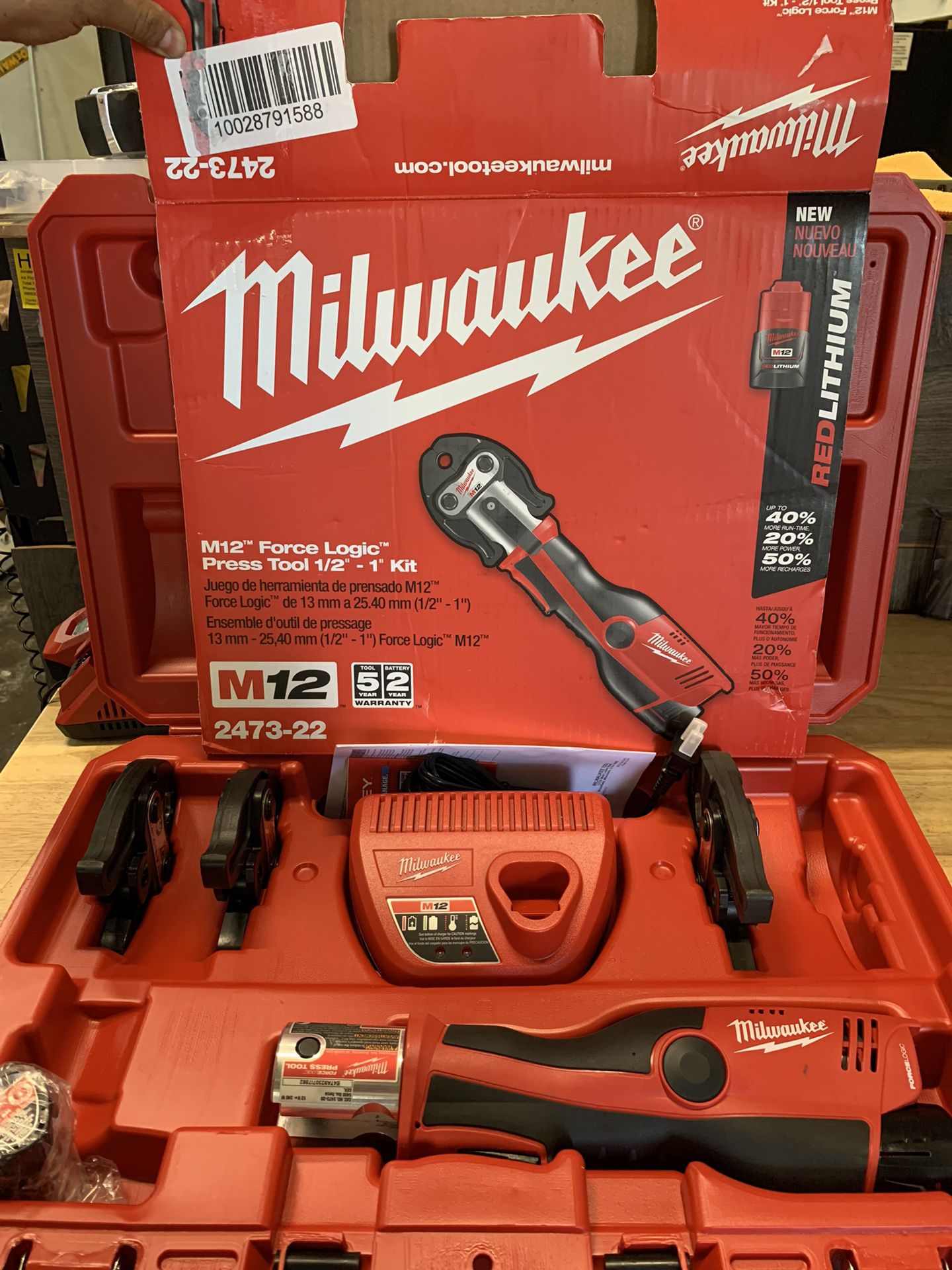 Milwaukee M12 12-Volt Lithium-Ion Force Logic Cordless Press Tool Kit (3  Jaws Included) with Two 1.5 Ah Battery and Hard Case for Sale in Houston,  TX OfferUp