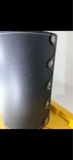 Black Faux Leather? Cylindrical Waste Bin