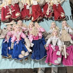 NEW Bundle Lot of 12 Original Czech Princess Marionette Dolls – Praha (18–19”)