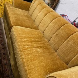 Single Long Designer By Grafton Gold Sofa 98”x40” 
