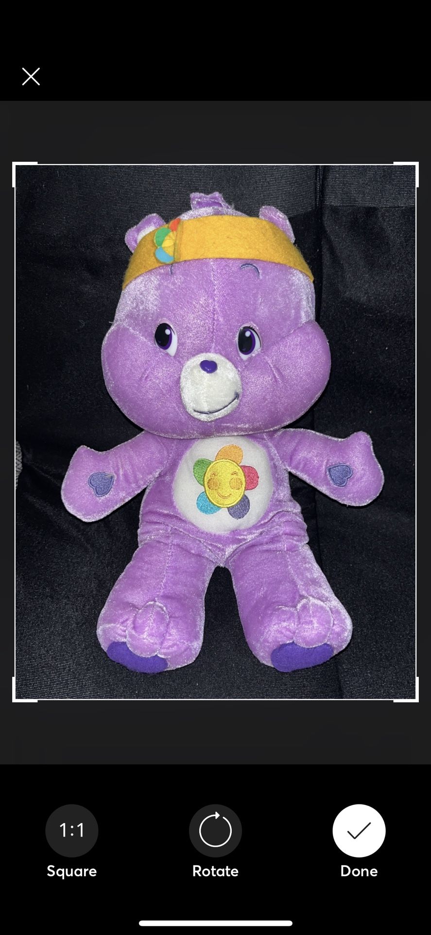 Care Bear Harmony Purple With Flower on Belly By Nanco 14" Plush