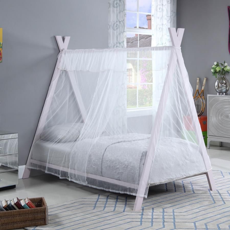 **SALE** Twin Metal Tent Bed In Soft Pink Finish!