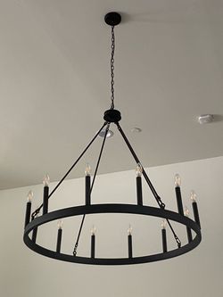 Wayfair Laurel Foundry Beck 12-Light Dimmable Wagon Wheel Chandelier